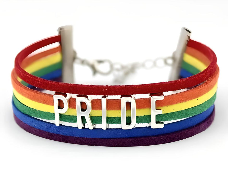 Gay Pride Leather Rainbow Bracelet