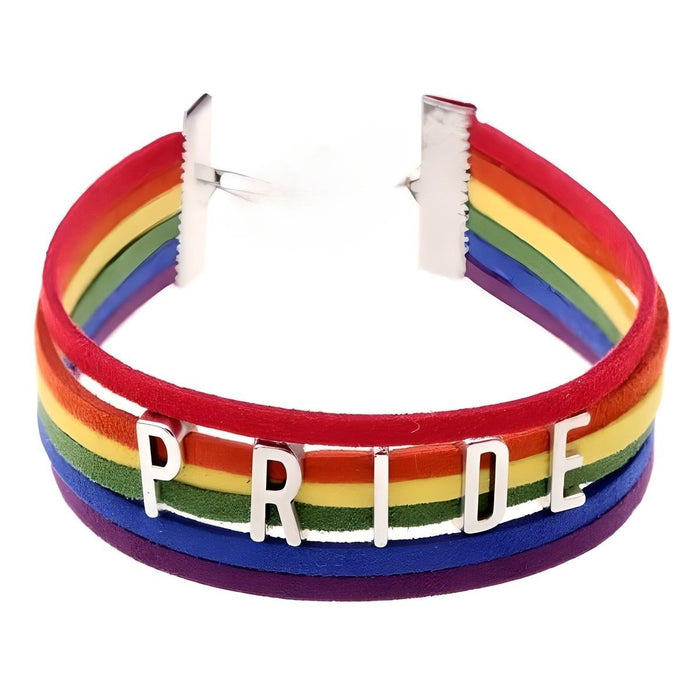 Gay Pride Leather Rainbow Bracelet