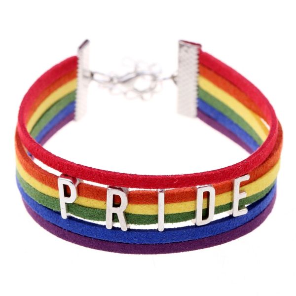 Gay Pride Leather Rainbow Bracelet